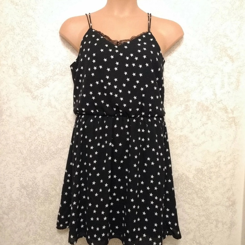 Express Black and White Star Midi Dress